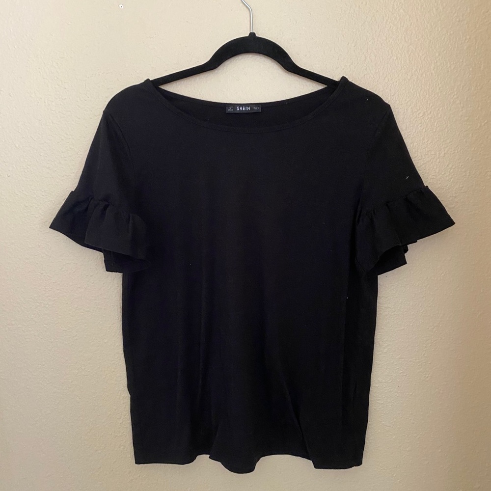 Black ruffle sleeve top